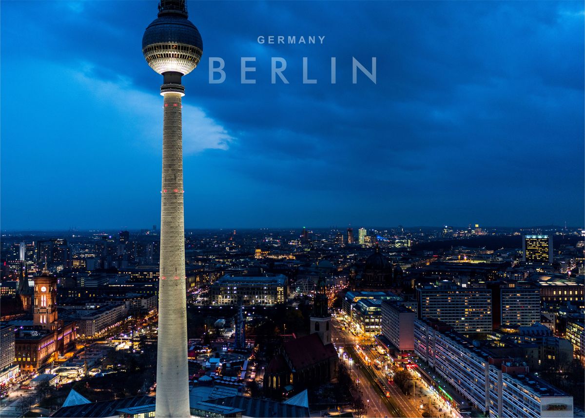 'Berlin city night' Poster, picture, metal print, paint by Ez ...