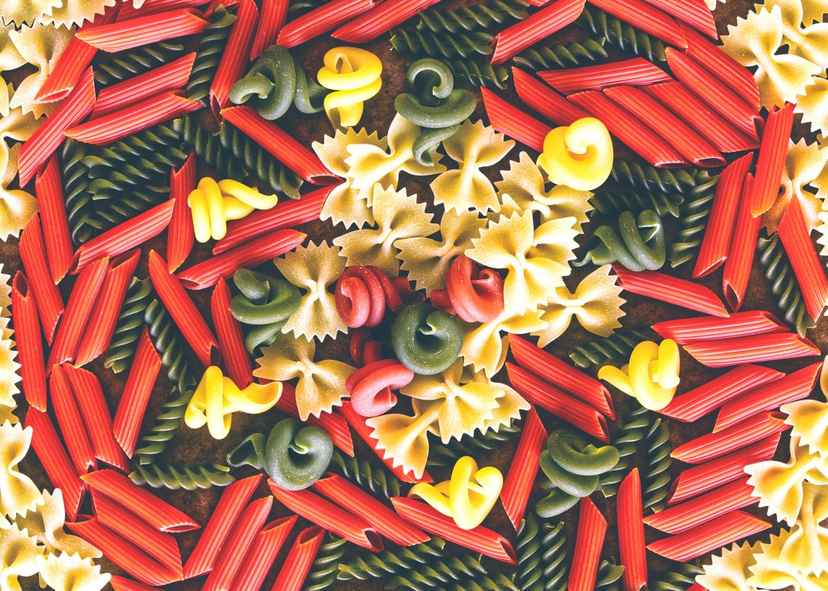 'Various Coloured Pasta' Poster, picture, metal print, paint by AR1 ...