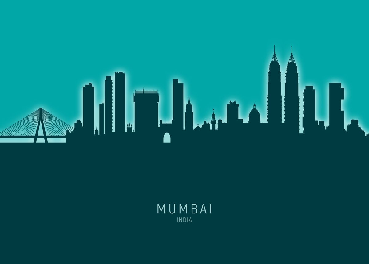 'Mumbai Skyline India' Poster, picture, metal print, paint by Michael ...