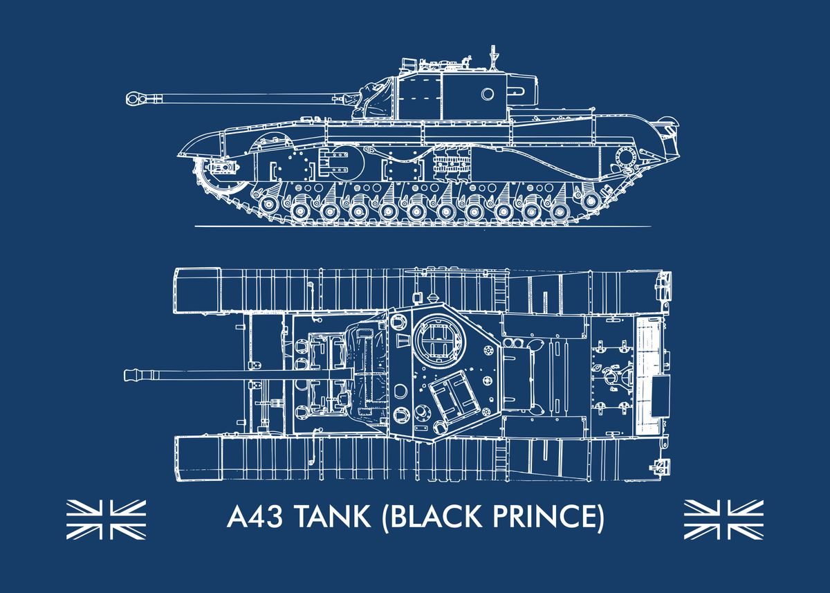 A43 Black Prince Tank UK2' Poster, picture, metal print, paint by Atomic  Chinook