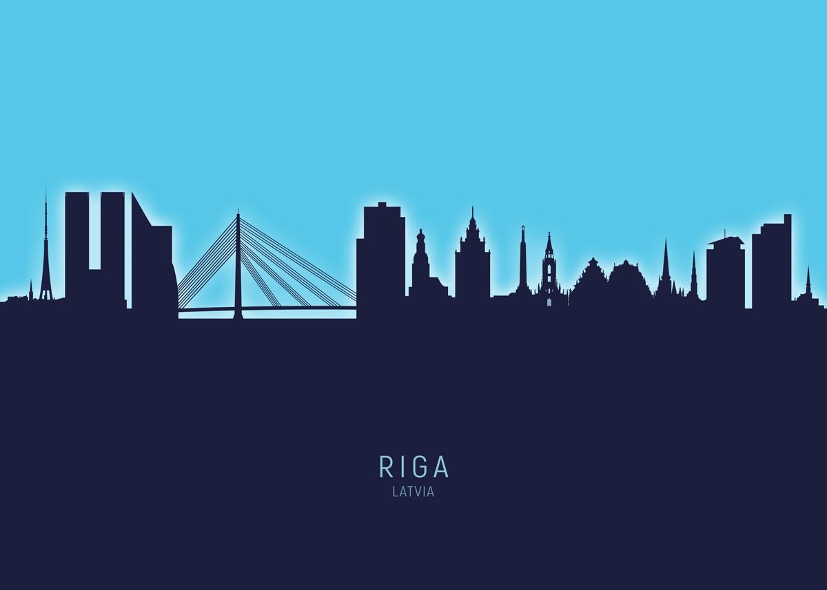 'Riga Skyline Latvia' Poster, picture, metal print, paint by Michael ...