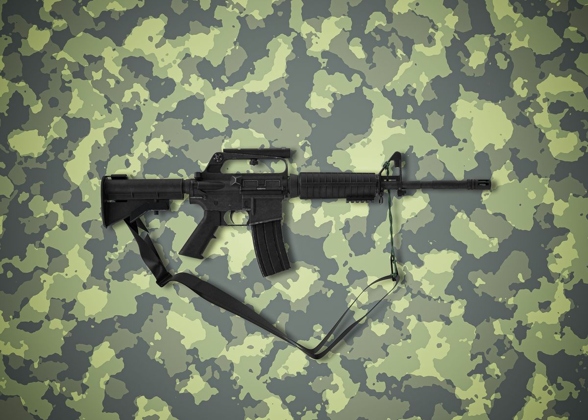 'American assault rifle' Poster, picture, metal print, paint by ...