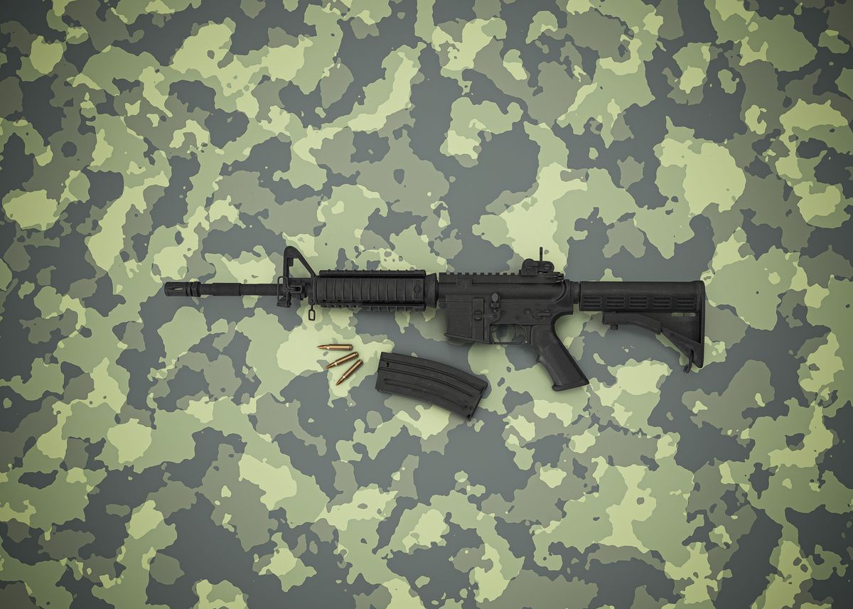 'American assault rifle' Poster, picture, metal print, paint by ...