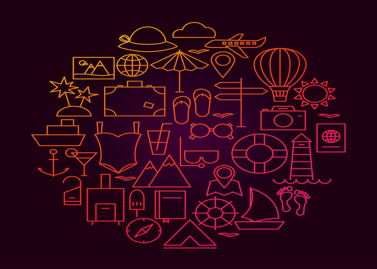 'Travel Icons Pattern' Poster, picture, metal print, paint by Create ...
