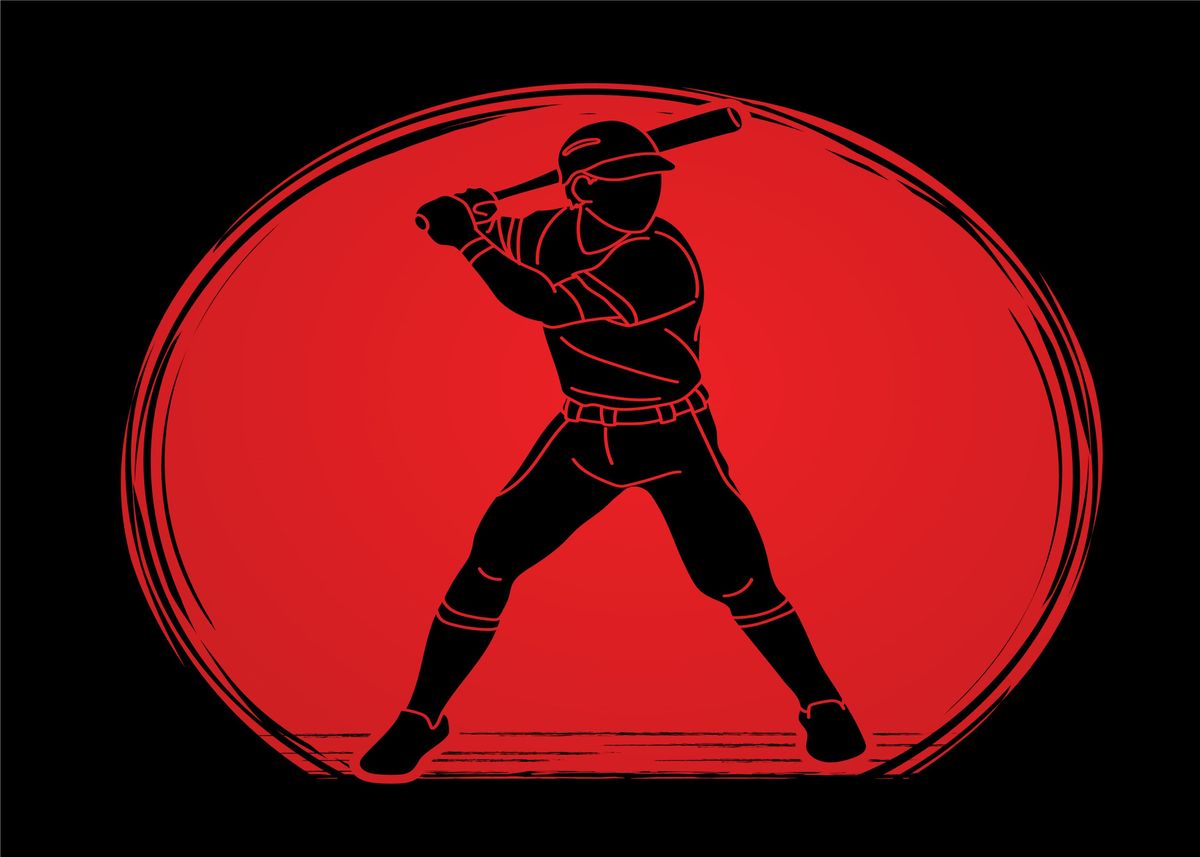 'Red Baseball Player' Poster, picture, metal print, paint by Create ...