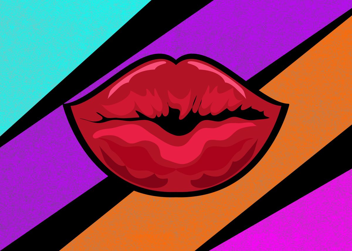 'Pop art kiss lips' Poster by Gwendy Romo Valdés Displate