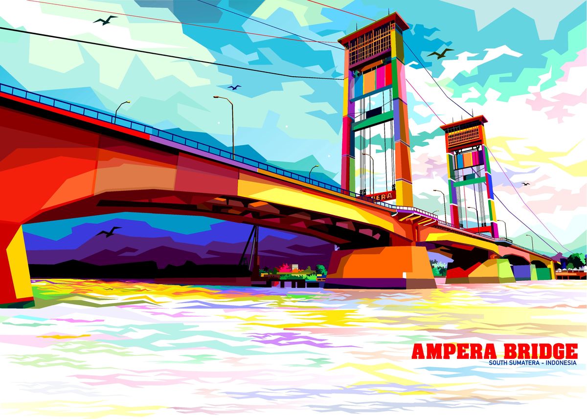 Ampera Bridge Poster Picture Metal Print Paint By Arie Satrianto Displate