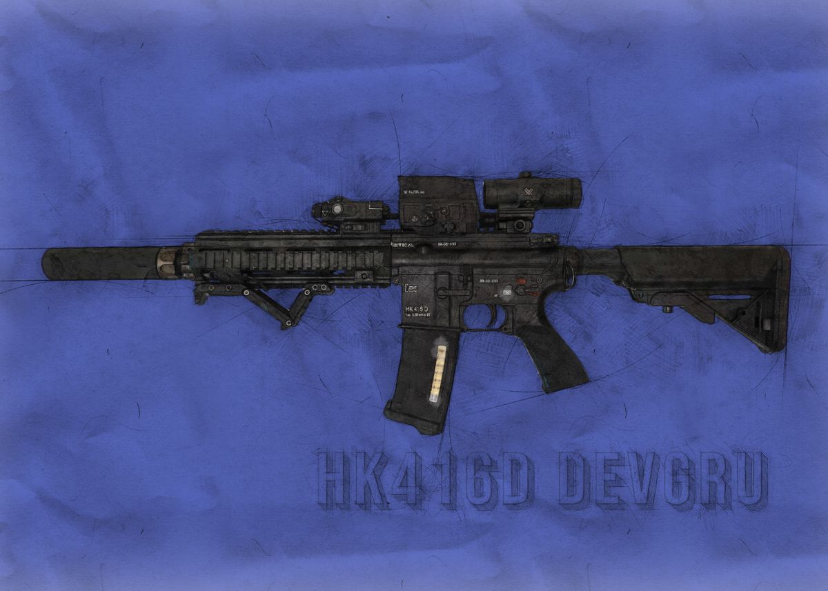 HK 416 Devgru Sketch' Poster by Azrel Sutcliffe | Displate