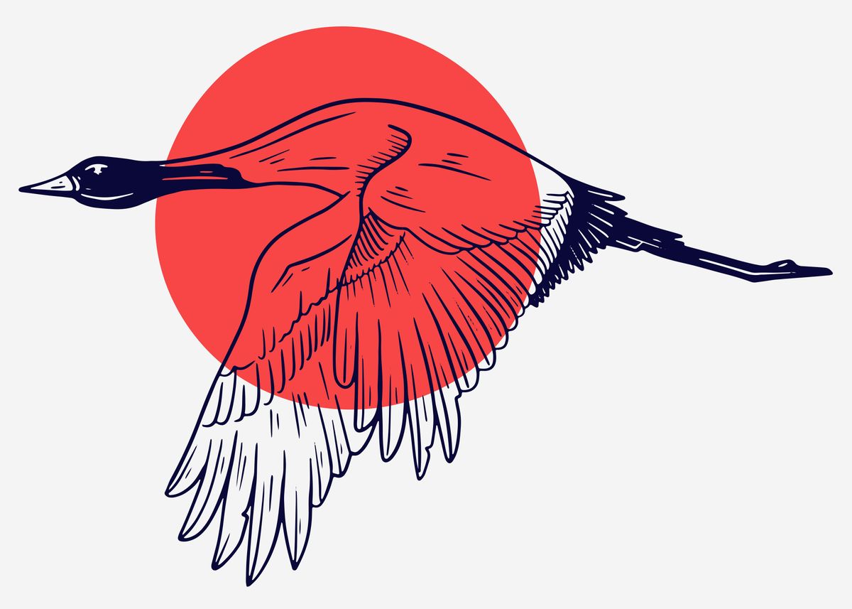 Japanese Crane Tsuru Poster By Stefanart Displate