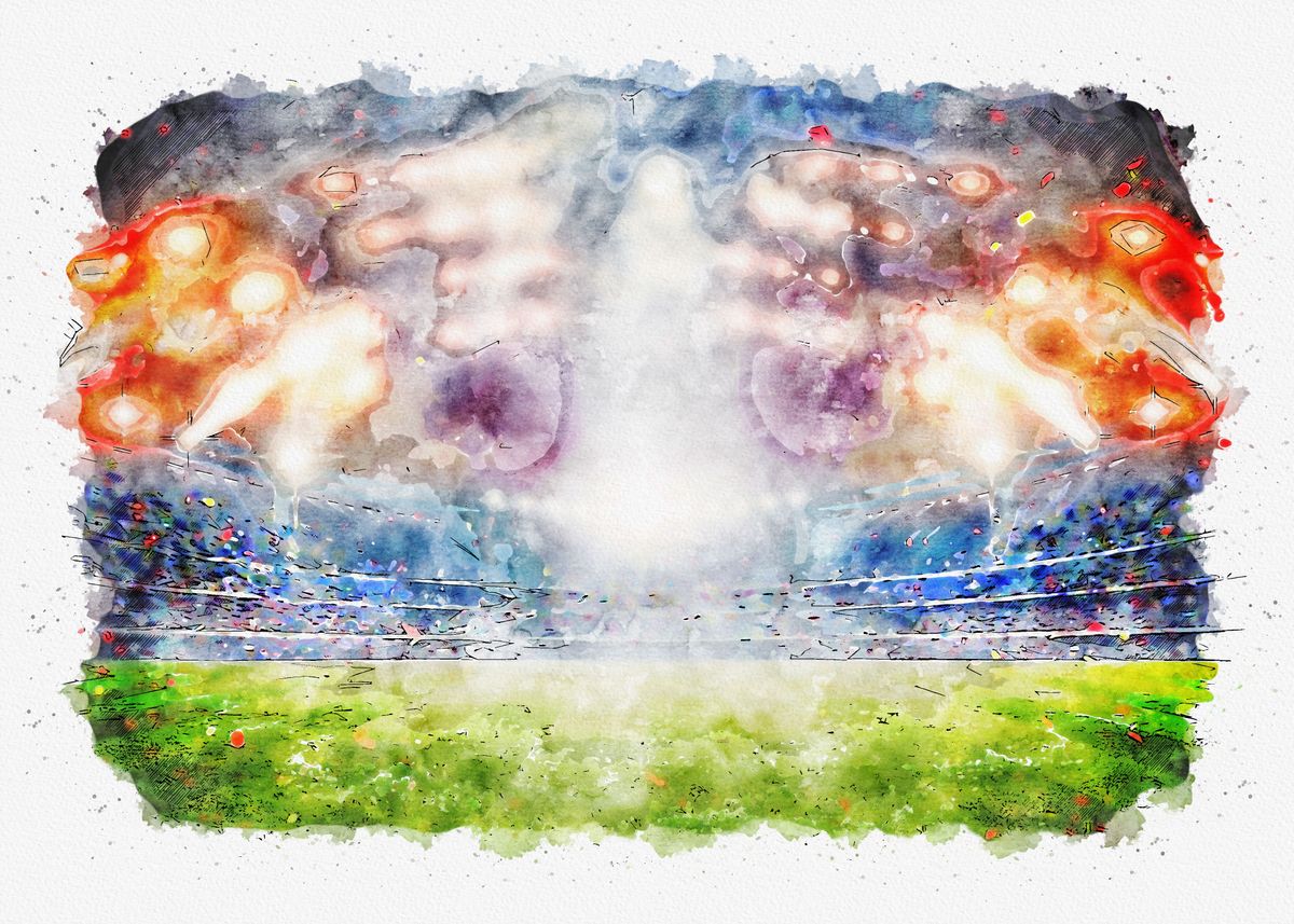 'football field' Poster, picture, metal print, paint by Bustabu Displate