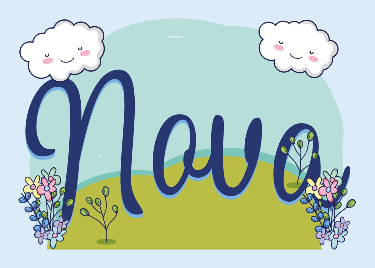 'NOVA Baby Name Sign Gift' Poster, picture, metal print, paint by Ingo