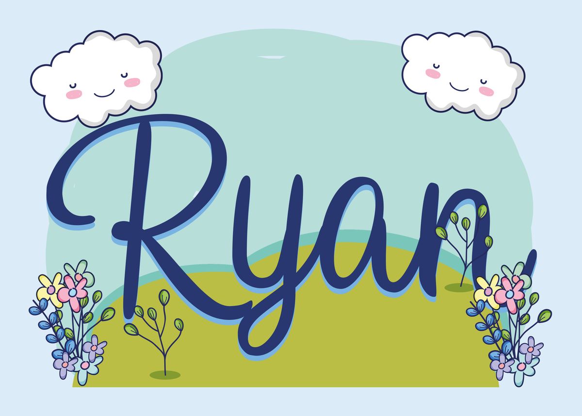 'RYAN Baby Name Sign Gift' Poster by Ingo Helmet Displate