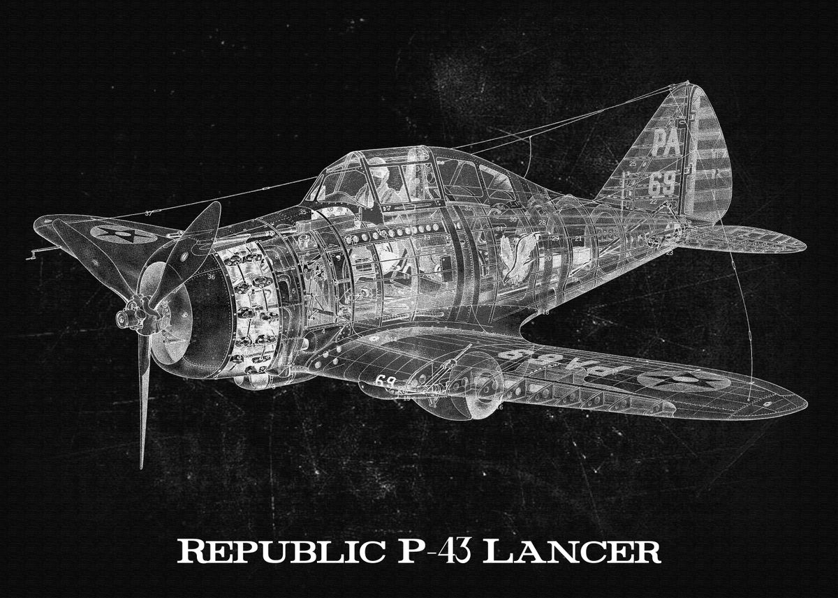 'Republic P43 Lancer' Poster, picture, metal print, paint by JAT ...