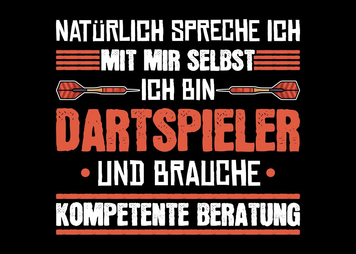 'Dartspieler Spruch Dart' Poster, picture, metal print, paint by