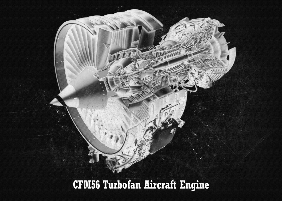 'CFM56 Turbofan Aircraft En' Poster, picture, metal print, paint by JAT ...