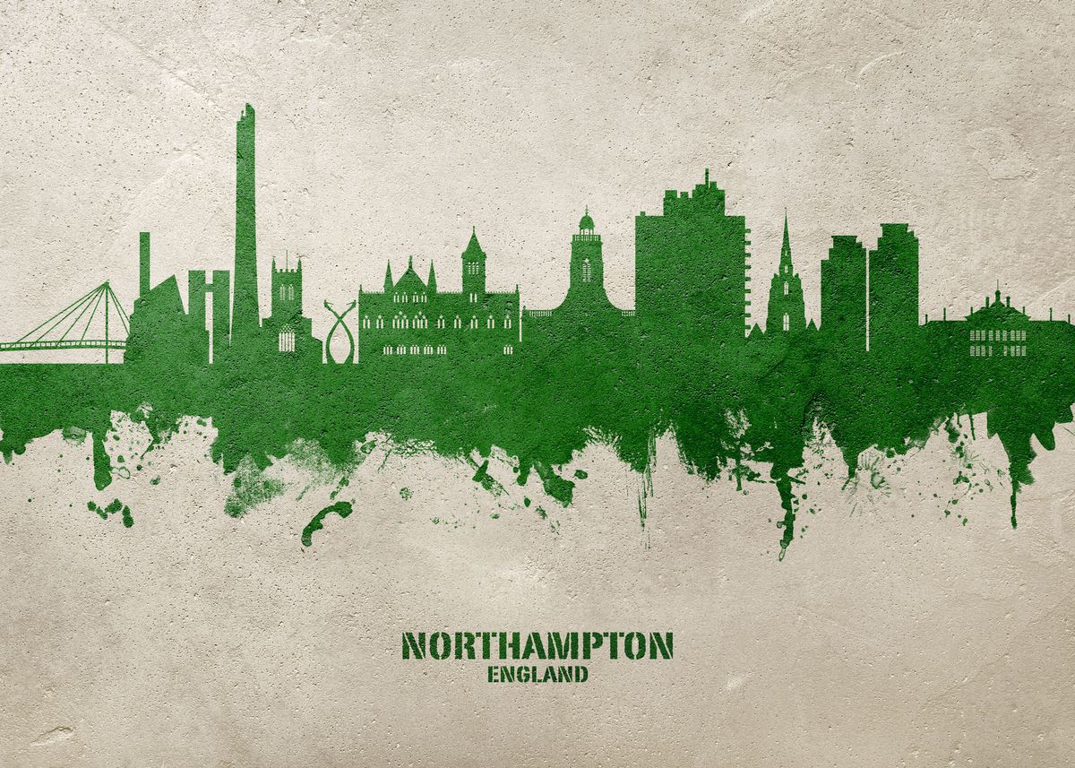 'Northampton Skyline' Poster by Michael Tompsett Displate