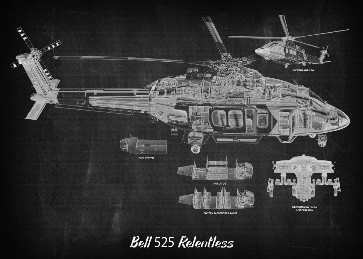 'Bell 525 Relentless' Poster, picture, metal print, paint by DAVID CARL ...