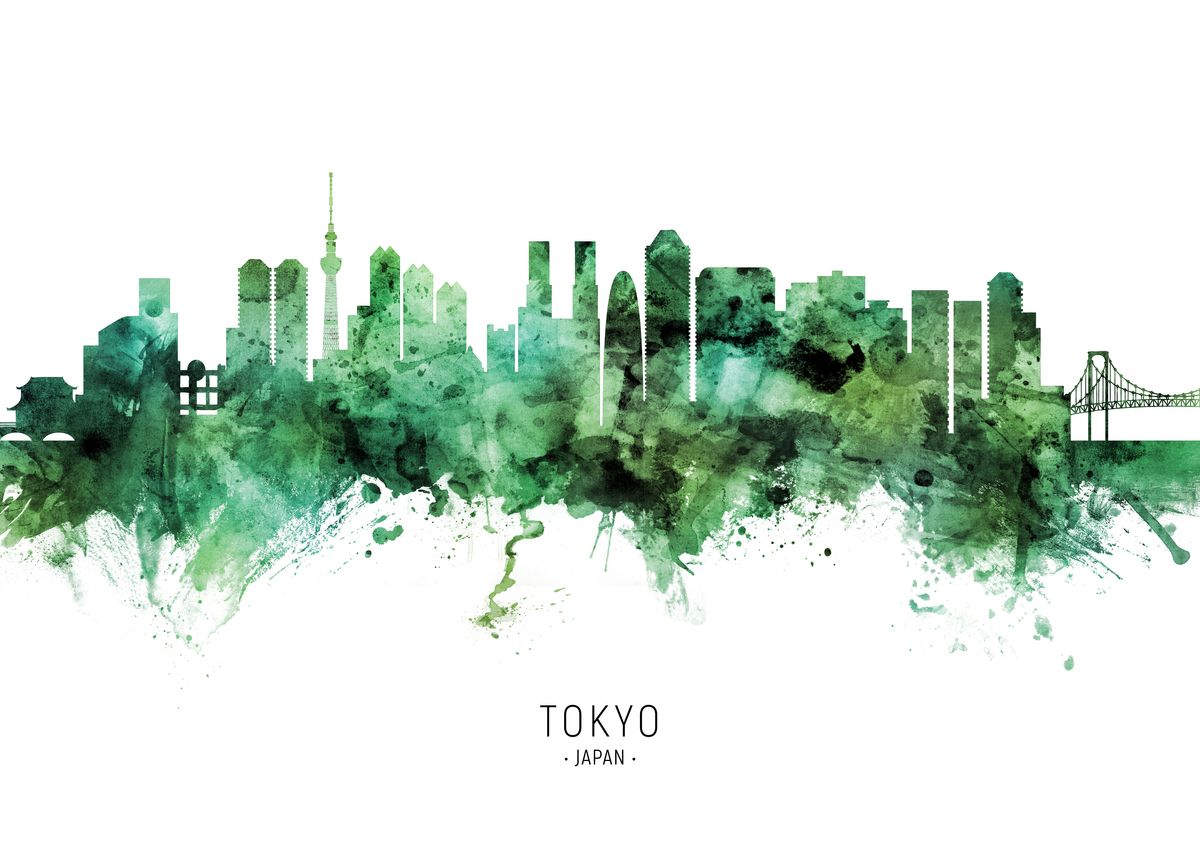 'Tokyo Skyline Japan' Poster, picture, metal print, paint by Michael ...