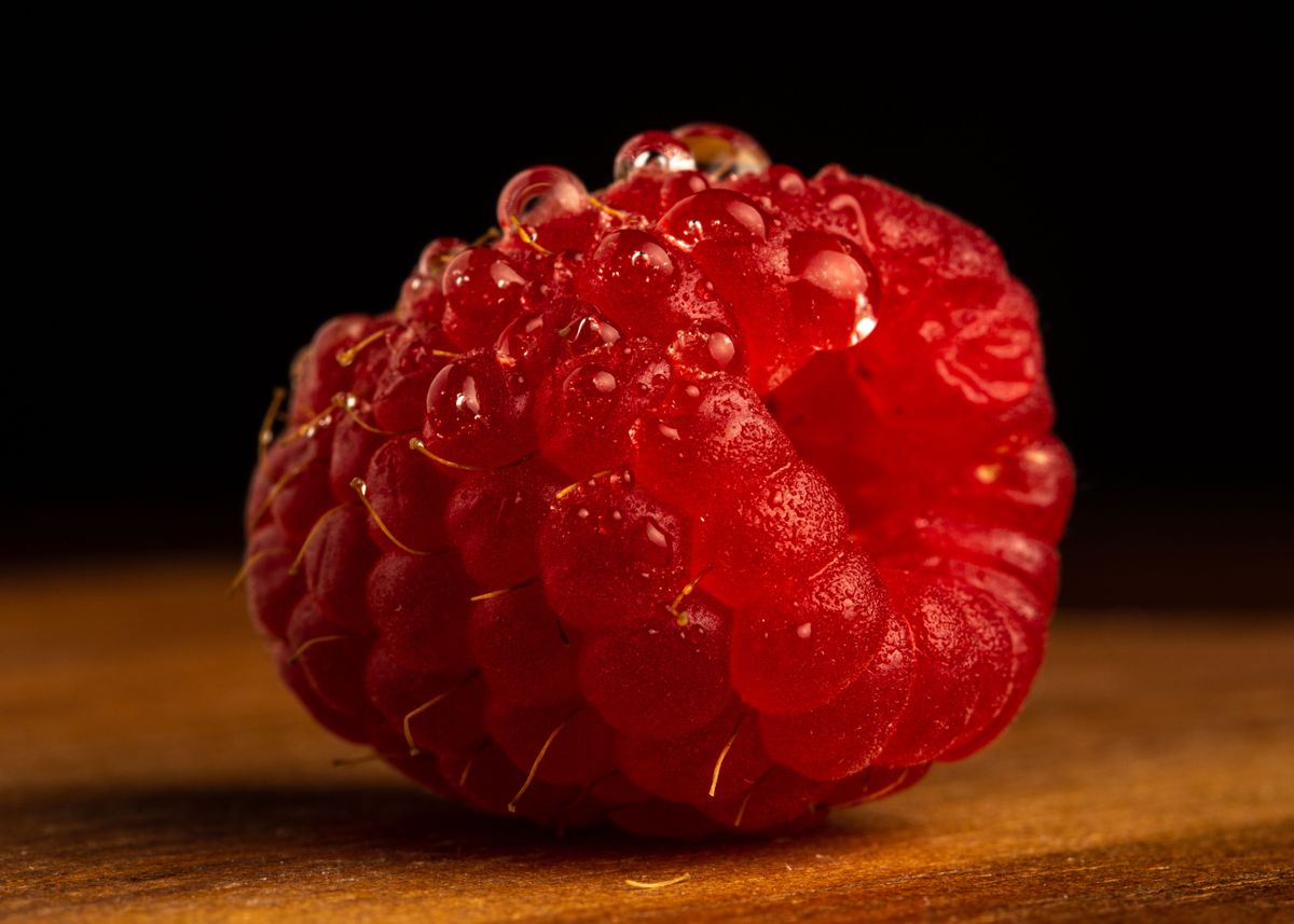 Water Drop Raspberry 'Raspberry with water drops' Poster, picture, metal print, paint by ...