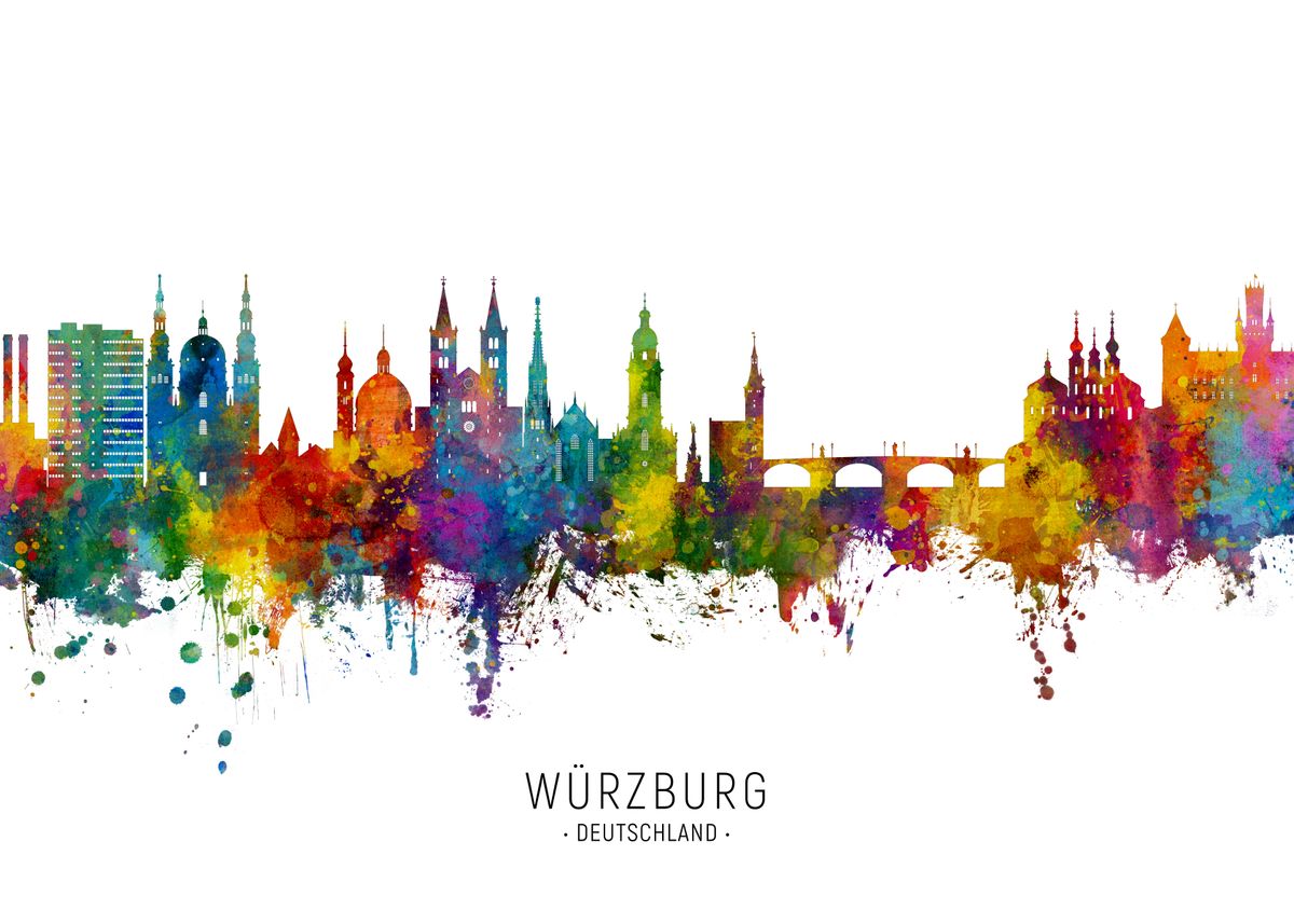 Wurzburg Skyline Poster Picture Metal Print Paint By Michael wurzburg-skyline-poster-picture-metal-print-paint-by-michael