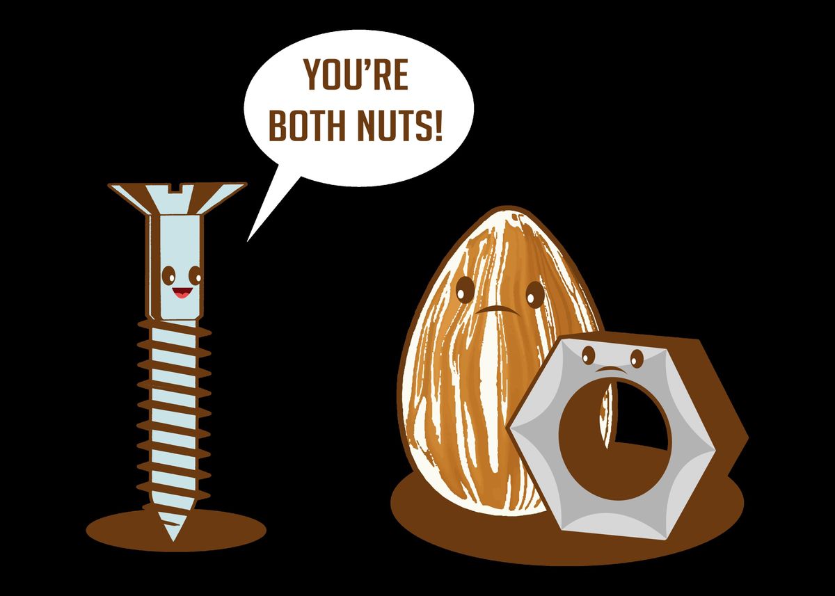 'Nuts Crazy Craftsman Funny' Poster, picture, metal print, paint by