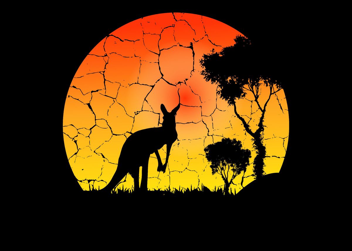 'Kangaroo Sunset Sunset Per' Poster by Powdertoastman | Displate