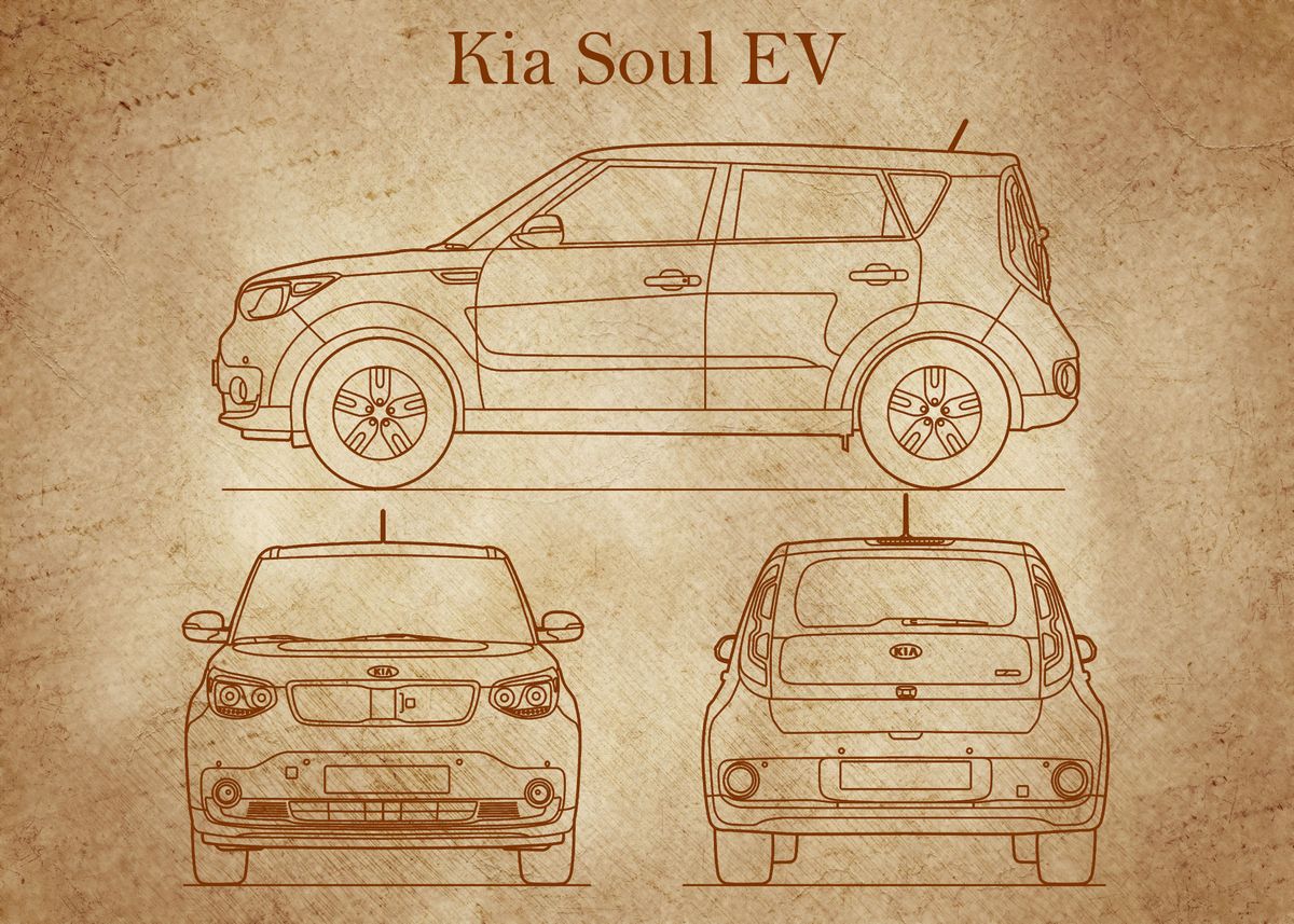 'Kia Soul EV 2017 Blueprint' Poster by shiner artist | Displate