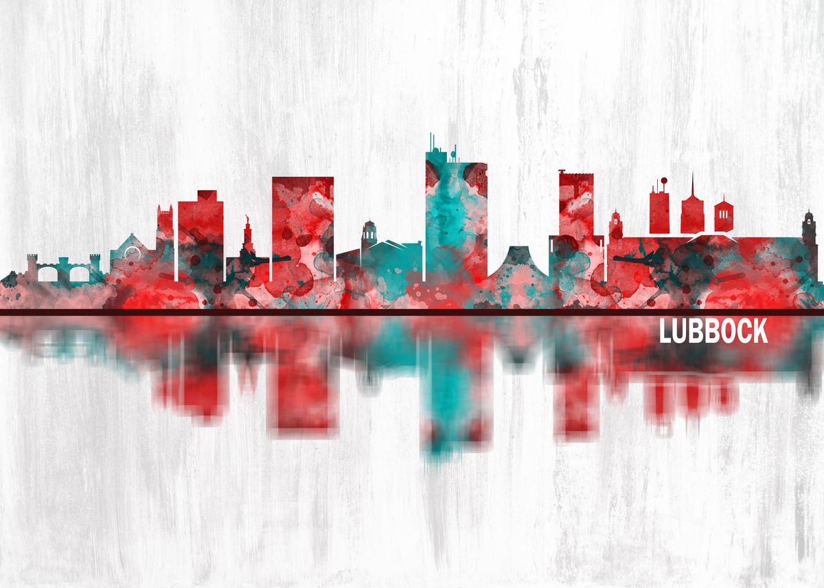 'Lubbock Skyline' Poster, picture, metal print, paint by Towseef Dar