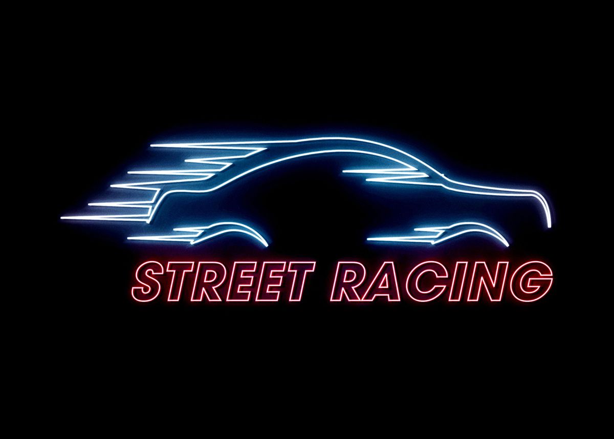 Neon Racing Racing Sticker 'street racing neon ' Poster, picture, metal print, paint by shiner ...