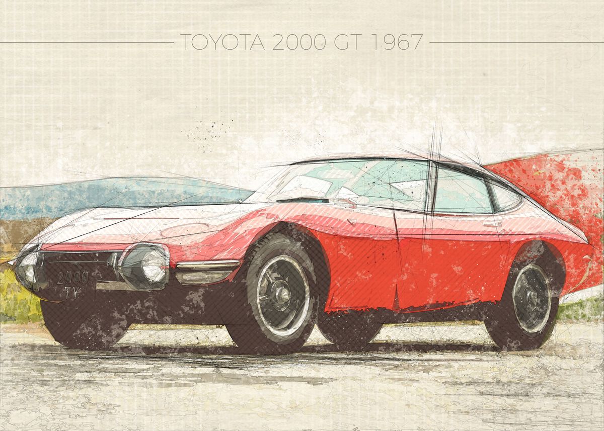 Toyota 2000GT 1967' Poster, picture, metal print, paint by