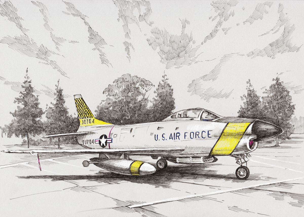 'F86 Sabre' Poster, picture, metal print, paint by Aleksandr Petrunin ...