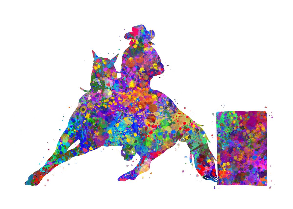 'Barrel Racing' Poster, picture, metal print, paint by Yahya Art | Displate