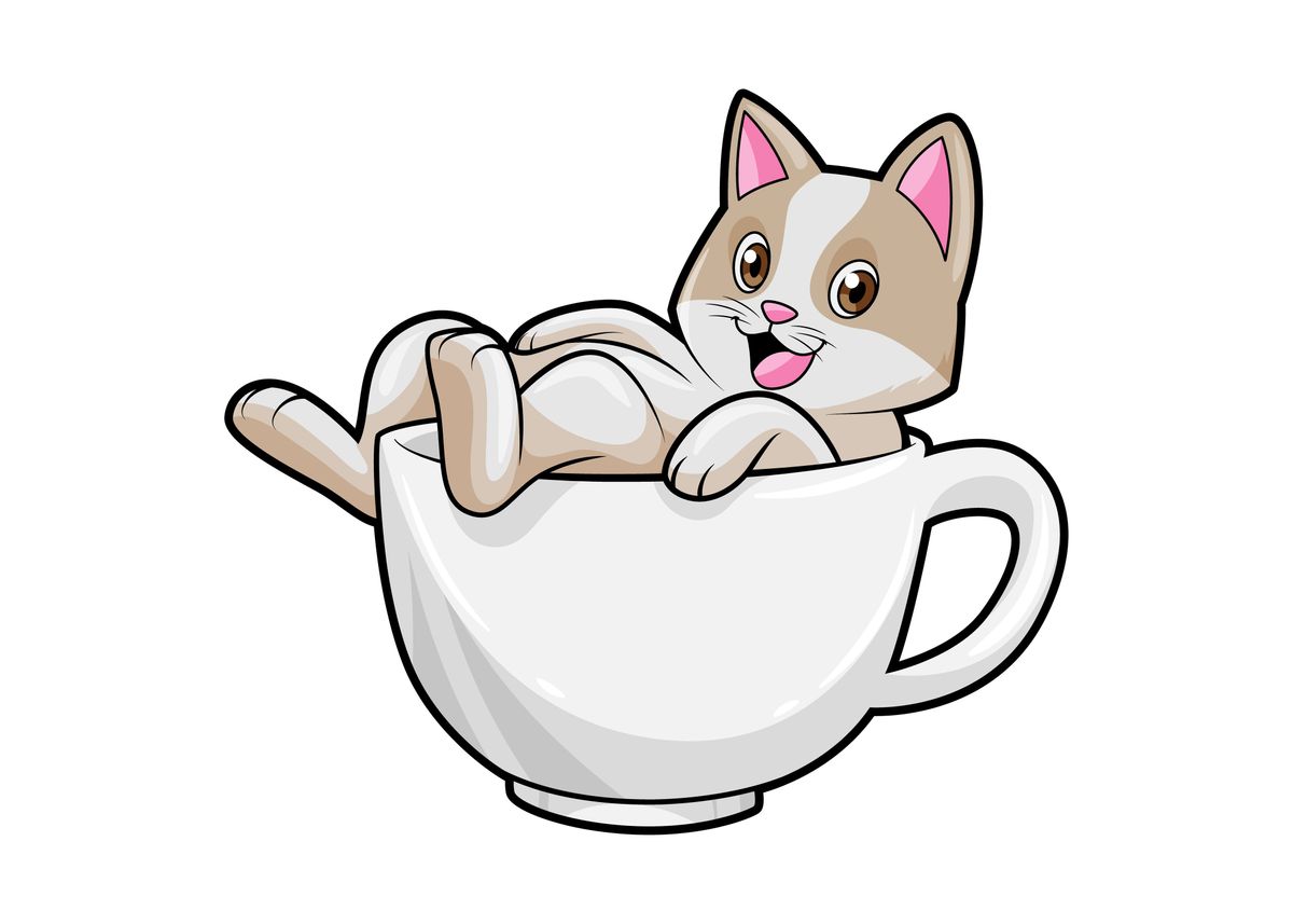 'Cat Tea cup' Poster by Markus Schnabel Displate