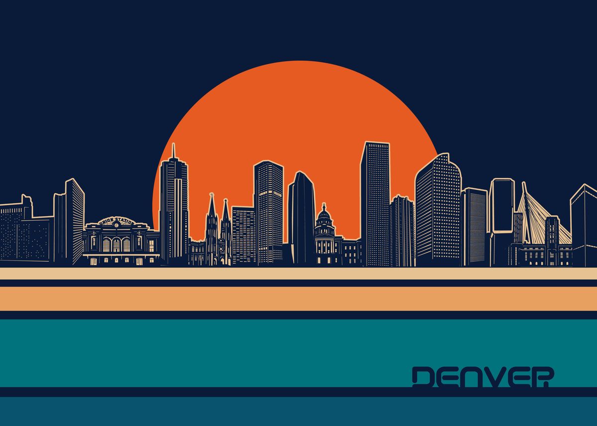 'denver skyline retro 5' Poster by Bekim Art Displate