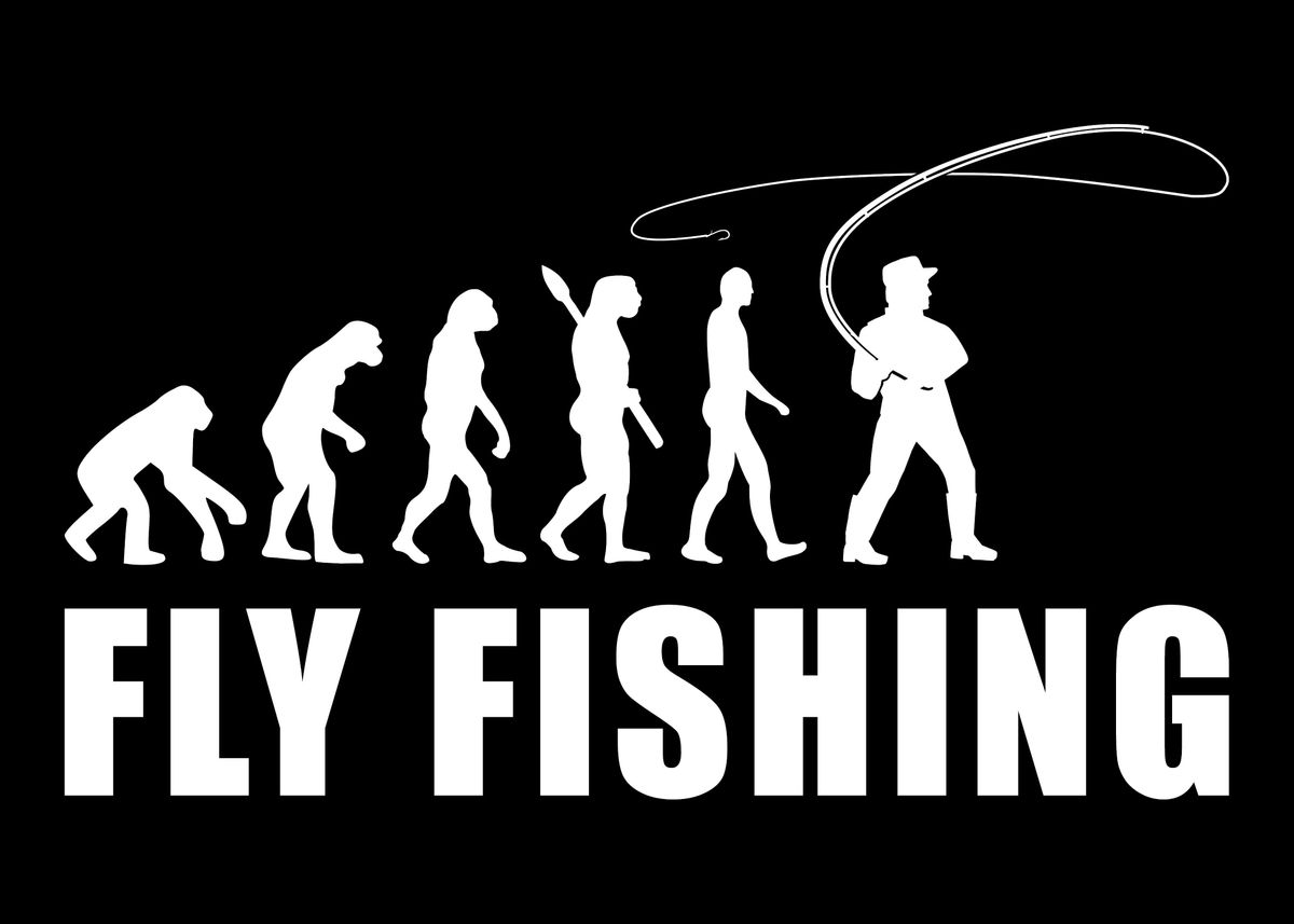 Fly Fishing evolution' Poster, picture, metal print, paint by Designzz