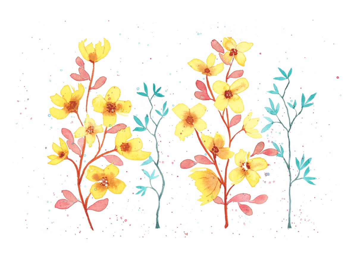 'Floral watercolor ' Poster by César Torres Displate