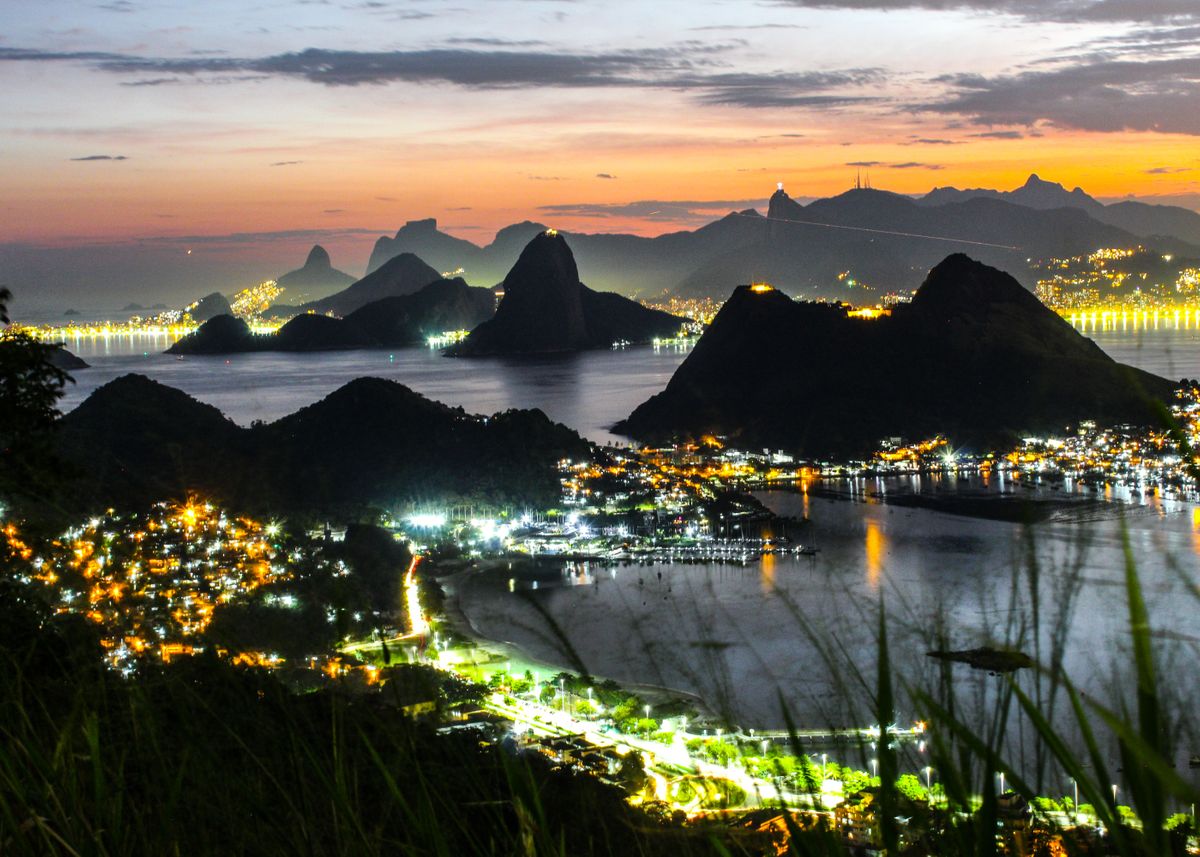 'Rio over Night' Poster, picture, metal print, paint by Cesar Vieira ...