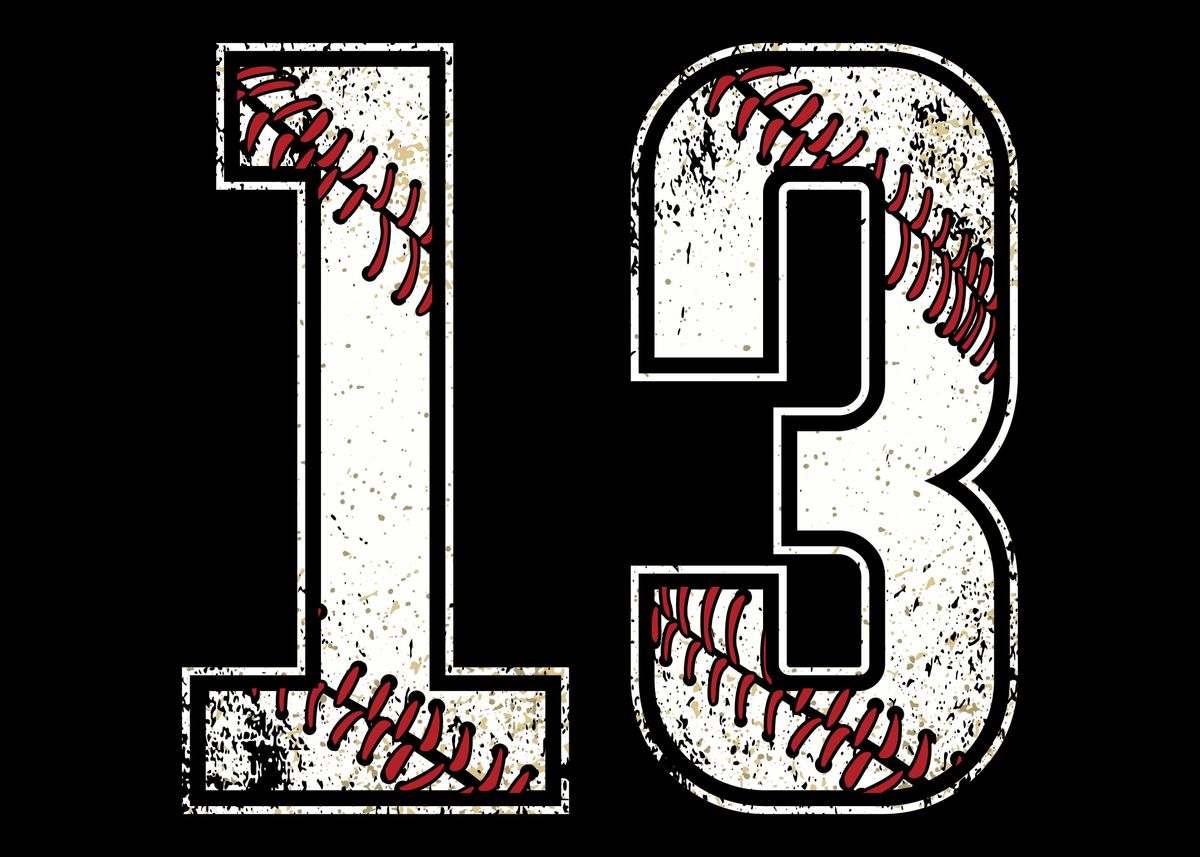 TeeCreations Baseball Number 13 #13 Baseball Shirt Jersey Favorite Player Biggest Fan Pin