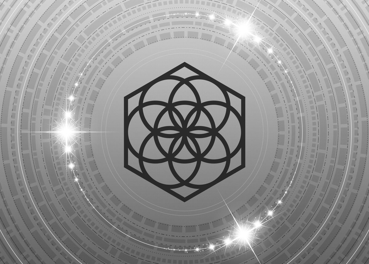 Mandala Rune 'Gray Glyph Mandala Rune' Poster by Holy Rock Design | Displate