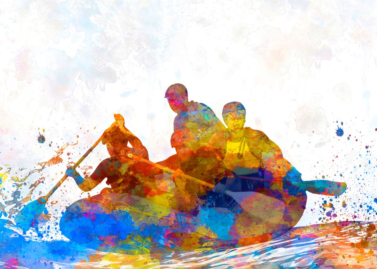 River Raft Poster 'rafting in watercolor' Poster, picture, metal print, paint by Cristina ...