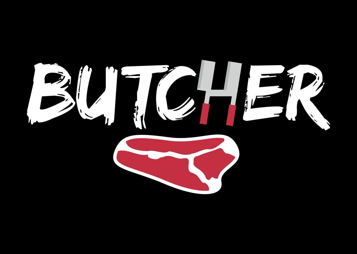 Butcher Lettering 'Butcher Lettering Steak' Poster, picture, metal print, paint by ...