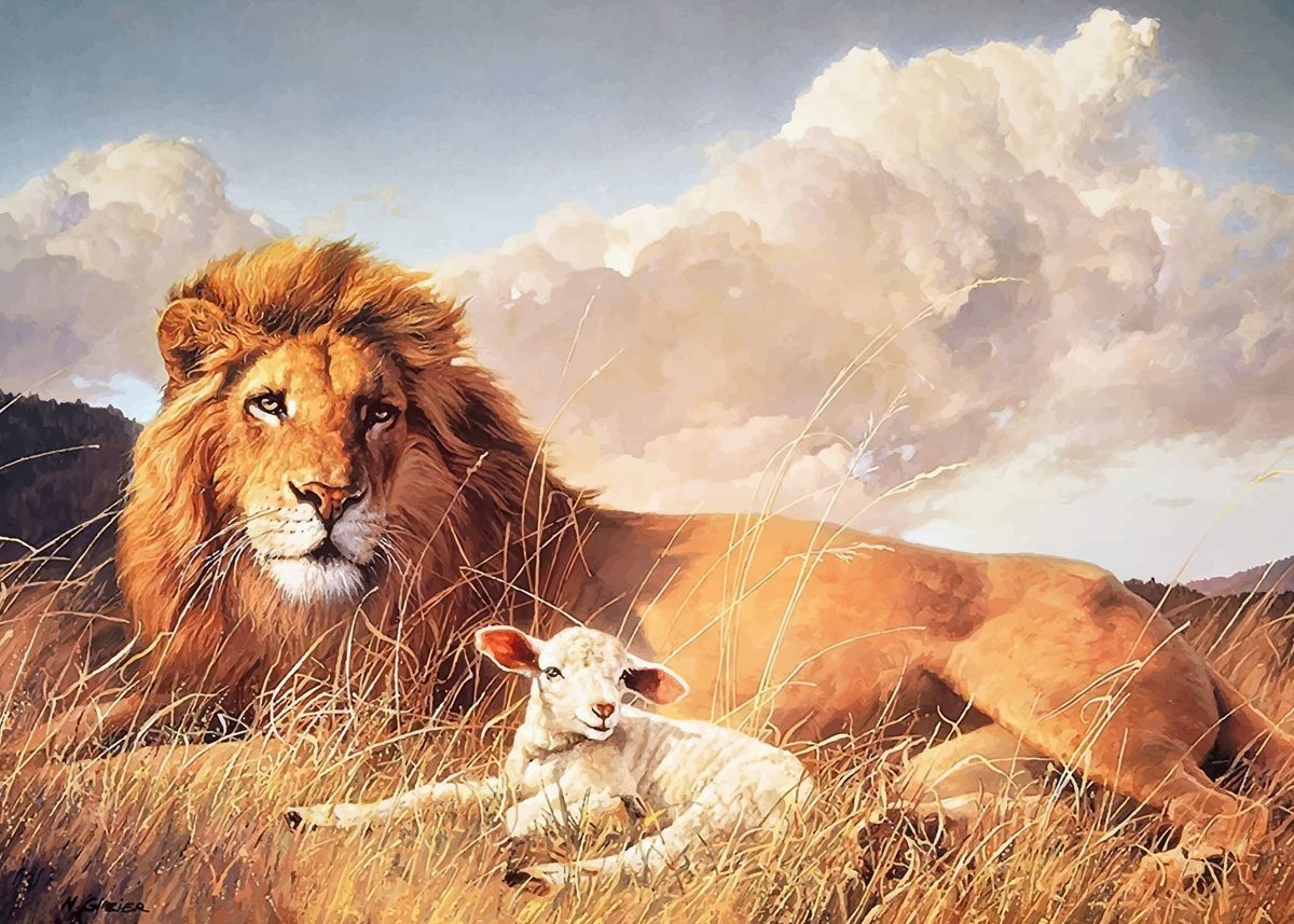 lion and lamb painting