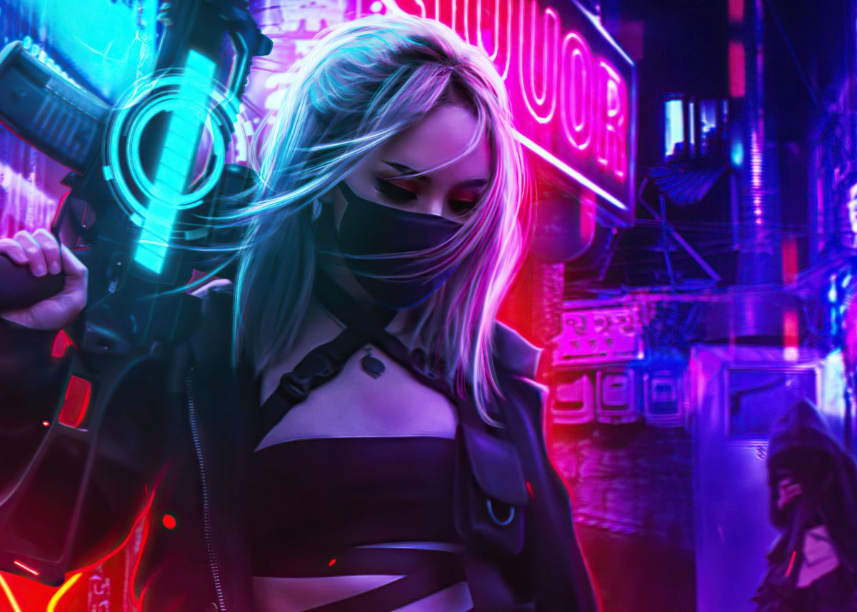 Cyberpunk Anime Girl Neon