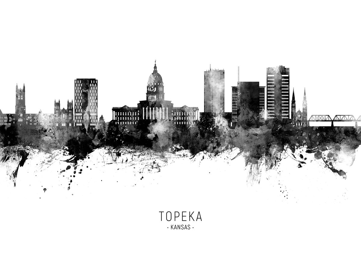 'Topeka Skyline Kansas' Poster, picture, metal print, paint by Michael ...