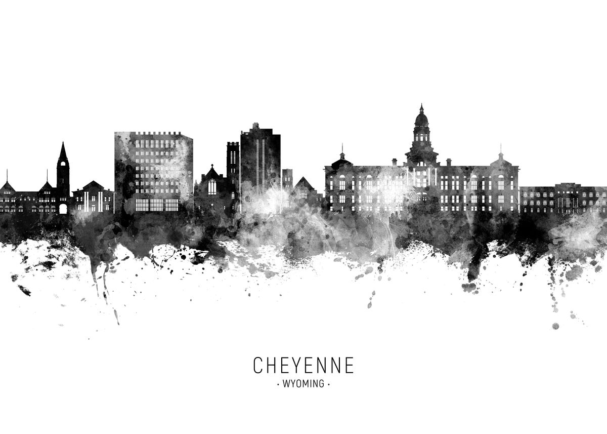 'Cheyenne Skyline Wyoming' Poster, picture, metal print, paint by ...