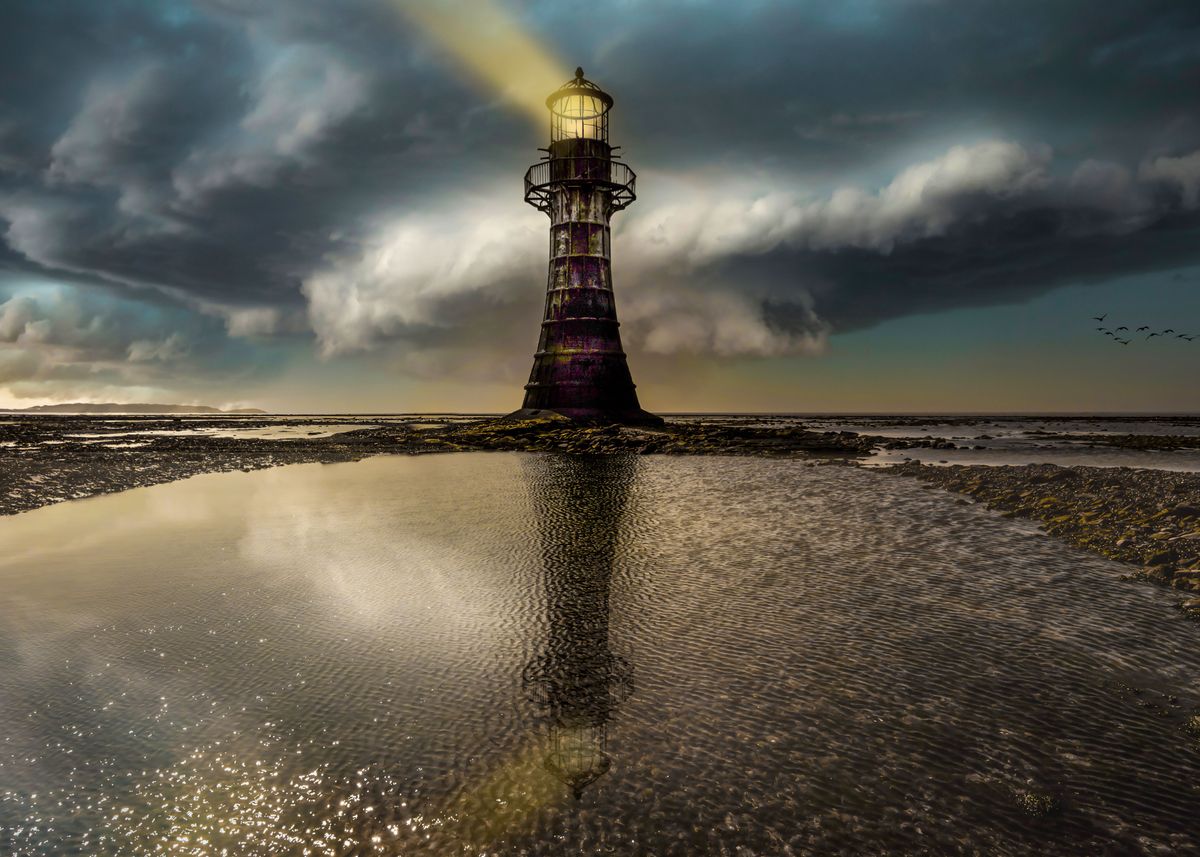 Whiteford Lighthouse Gower Poster Picture Metal Print Paint By