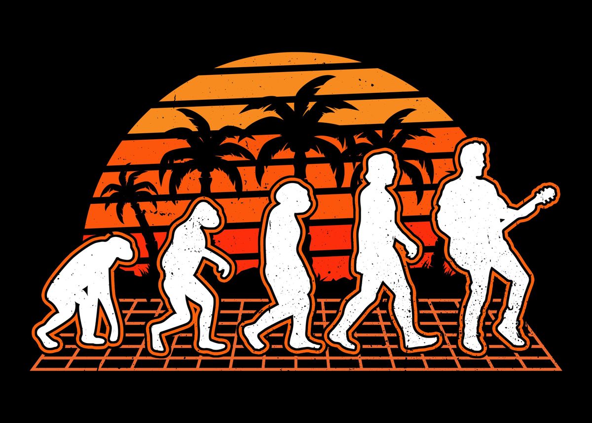 'Guitarist Evolution Sunset' Poster by FavoritePlates | Displate