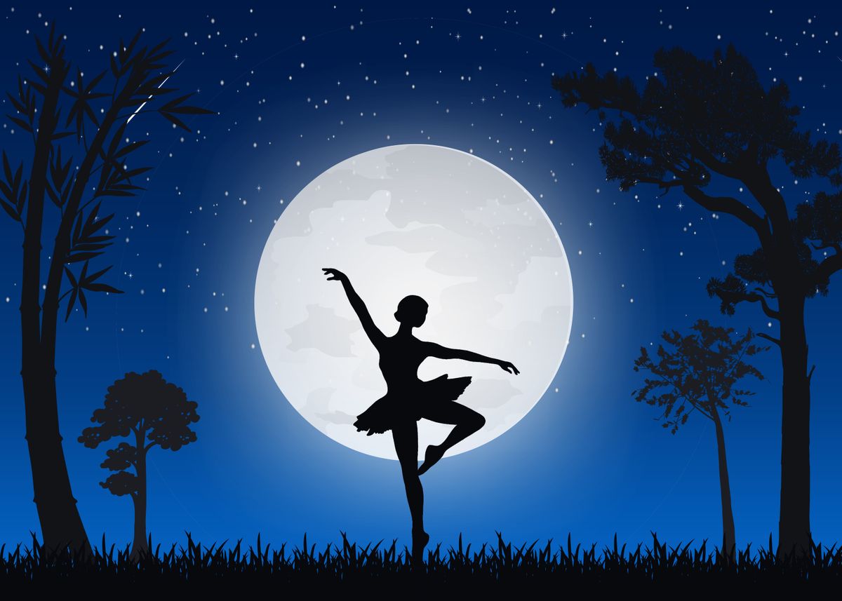 Moonlight Ballerina' Poster, picture, metal print, paint by