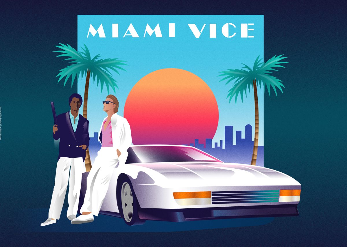 Miami Vice style illustration  Poster for Sale by emilmiami
