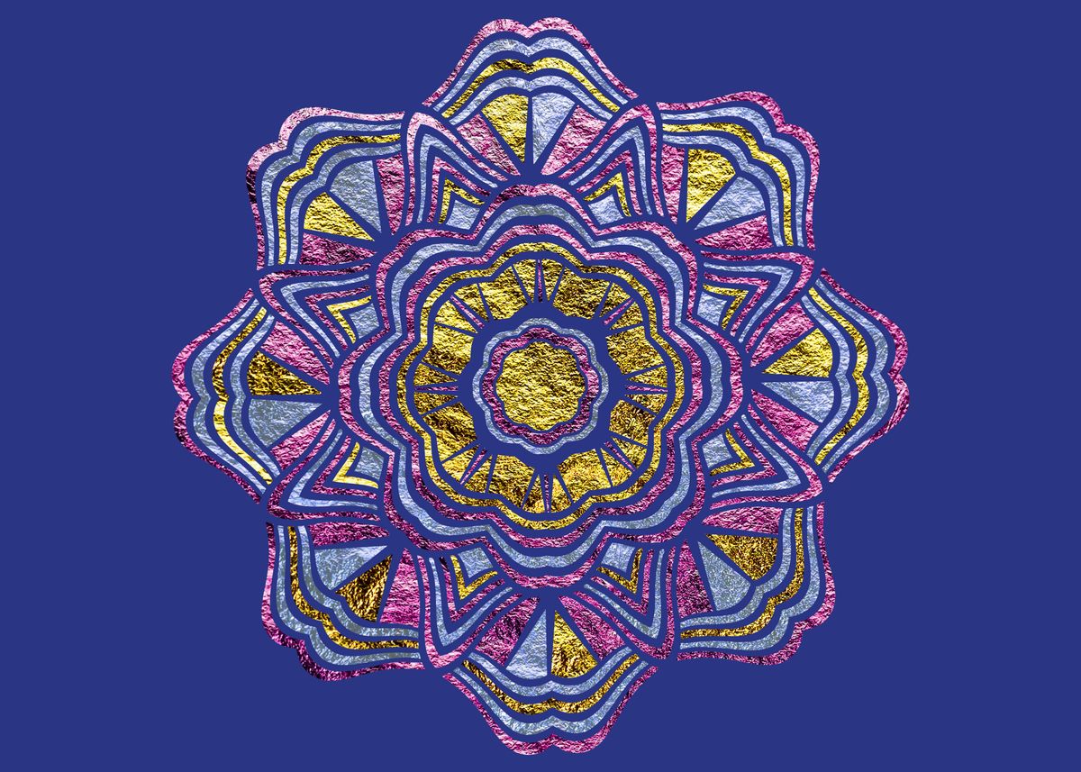 'Metallic Mandala Jewel' Poster, picture, metal print, paint by Anna Lemos | Displate